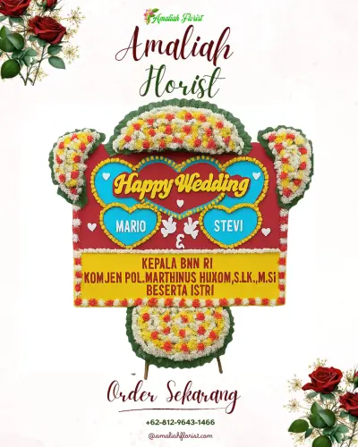Karangan Papan Bunga Pernikahan di Rembiga